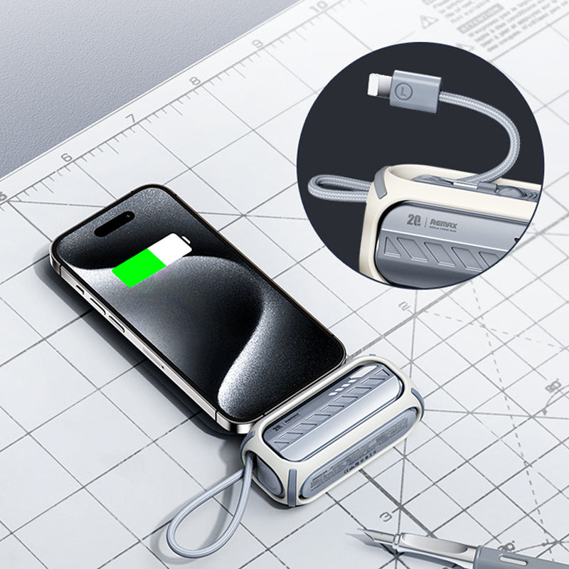 Fast charging rotating power bank with built-in cable
