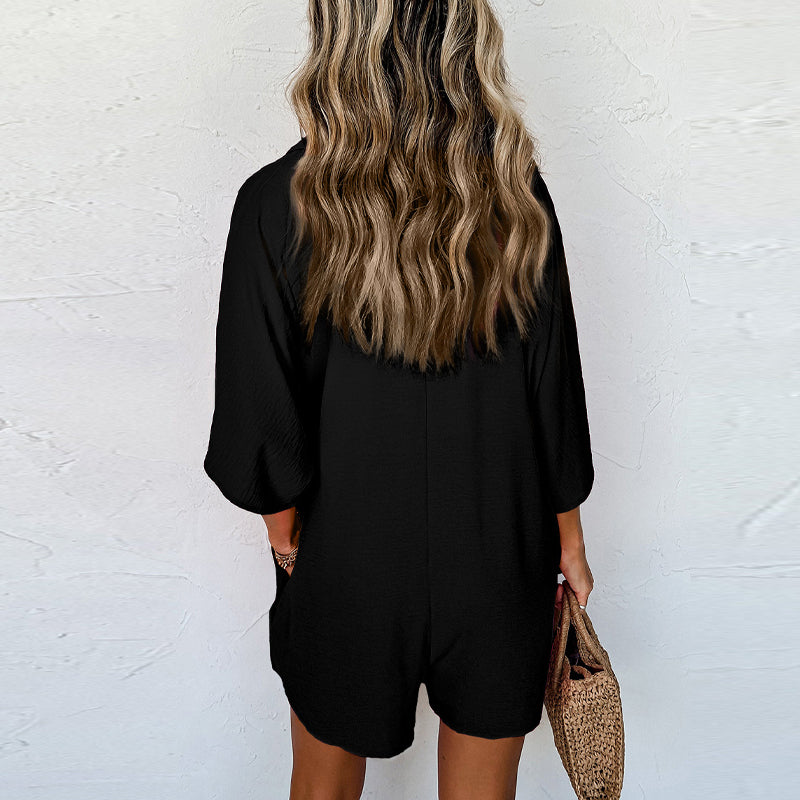 Women Casual Lapel Neck Jumpsuit