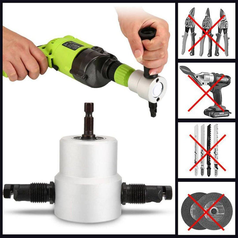 Nibbler Cutter Drill Attachment Double Head Metal Sheet