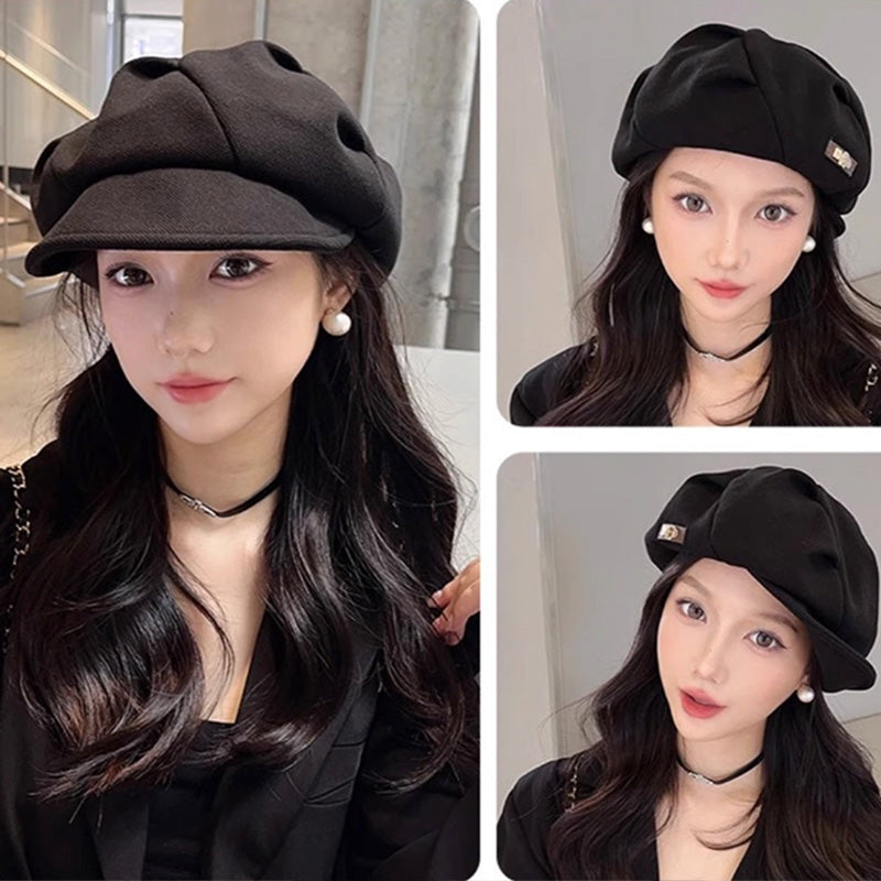 Women's Wide-Brim Ruched Newsboy Cap