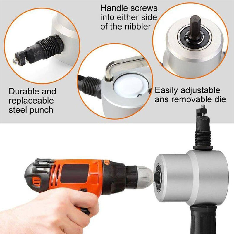 Nibbler Cutter Drill Attachment Double Head Metal Sheet