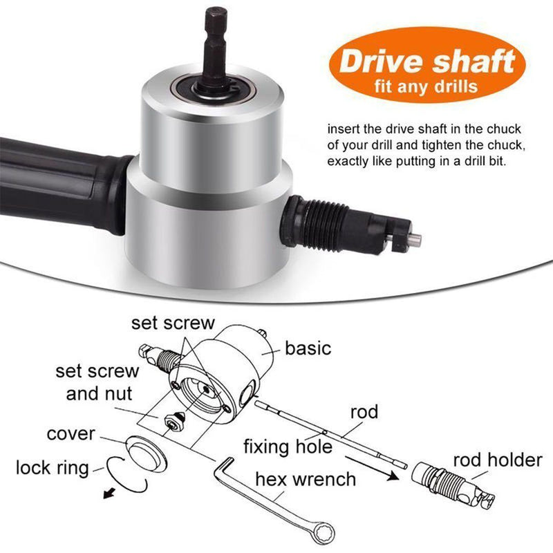 Nibbler Cutter Drill Attachment Double Head Metal Sheet