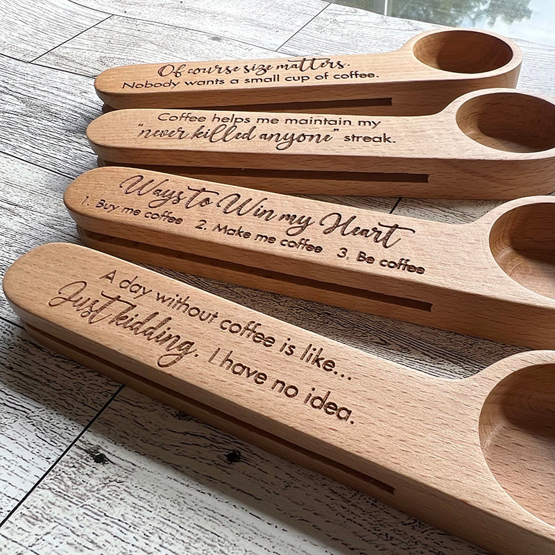 Engraved Coffee Scoop and Bag Clip