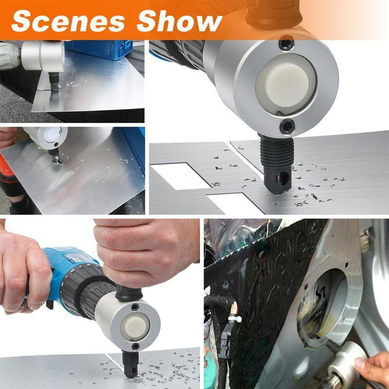 Nibbler Cutter Drill Attachment Double Head Metal Sheet