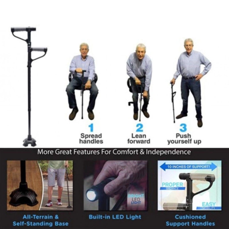Non-slip Foldable Walking Stick With Led Light