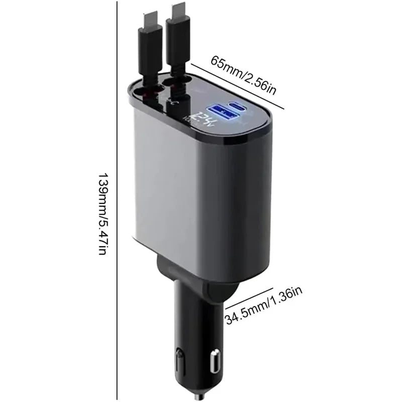 4 in 1 retractable car charger